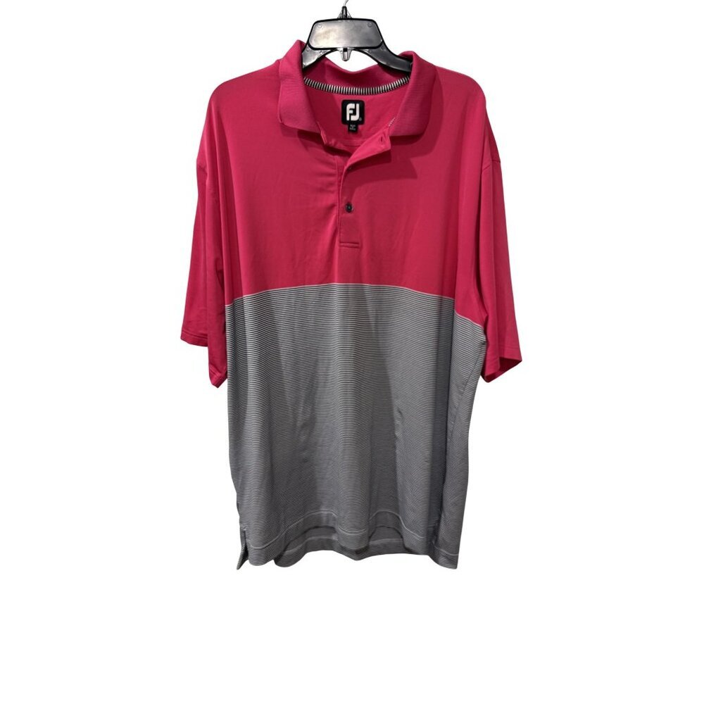 FootJoy Mens Pink & Gray Striped Polo Shirt Lightweight Performance Size XXL